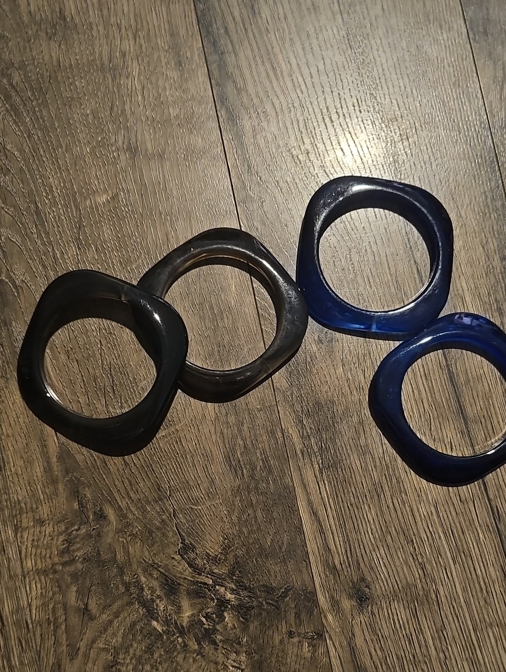 80s Bracelets chunky geometric bangle Blue Brown Women
